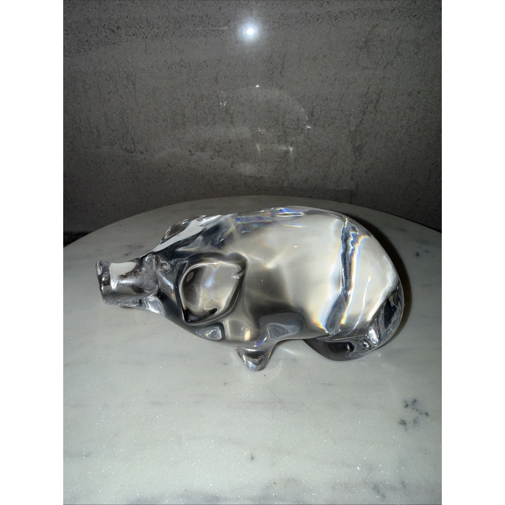 Vintage Orrefors Clear Crystal Pig W 2 Small Dings 6"‎